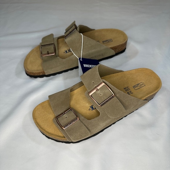 NWT Birkenstock Arizona Taupe Size 8 8.5 39 Soft footbed - Picture 2 of 5